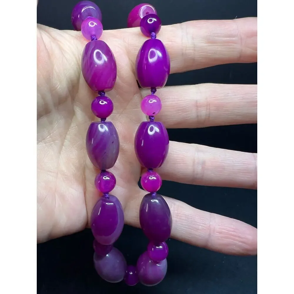 NEW purple agate 18 inch necklace with sterling silver clasp
